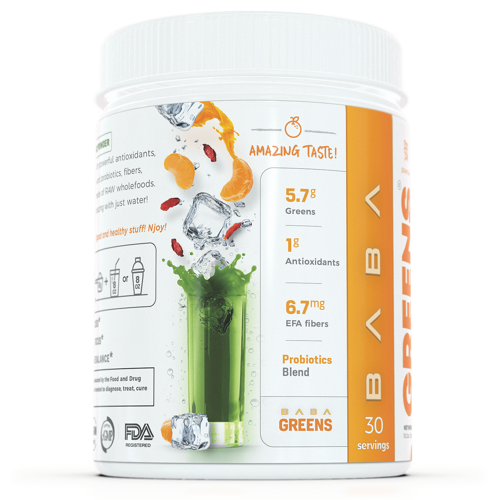 Baba Greens - Juicy Tangerine - 10.2oz - superfood
