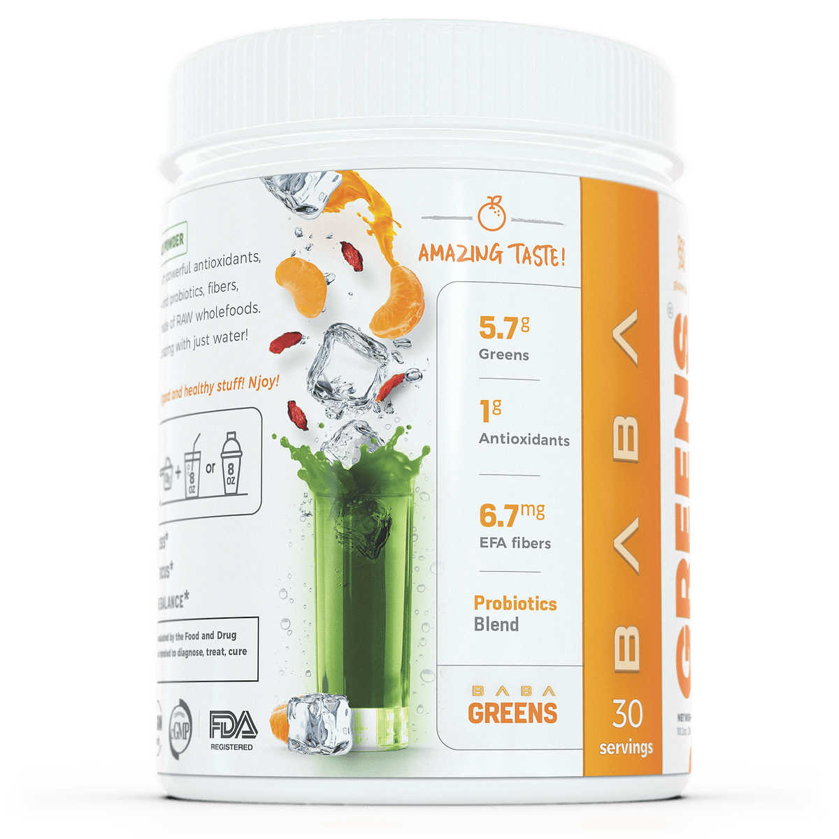 Baba Greens - Juicy Tangerine - 10.2oz - superfood